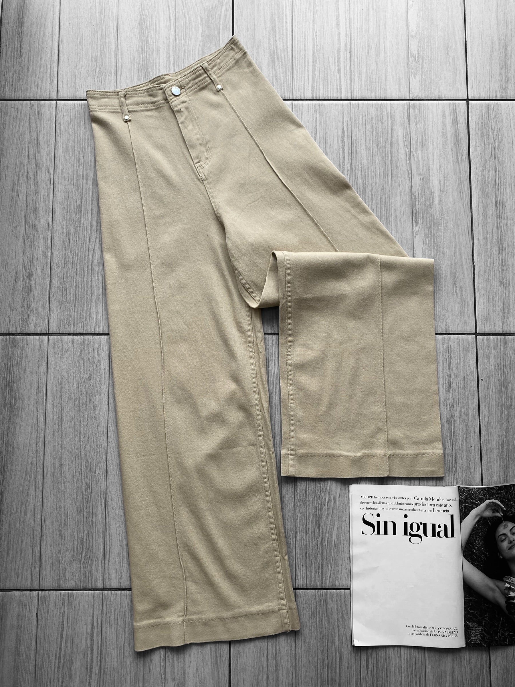 Jeans wide leg tiro alto