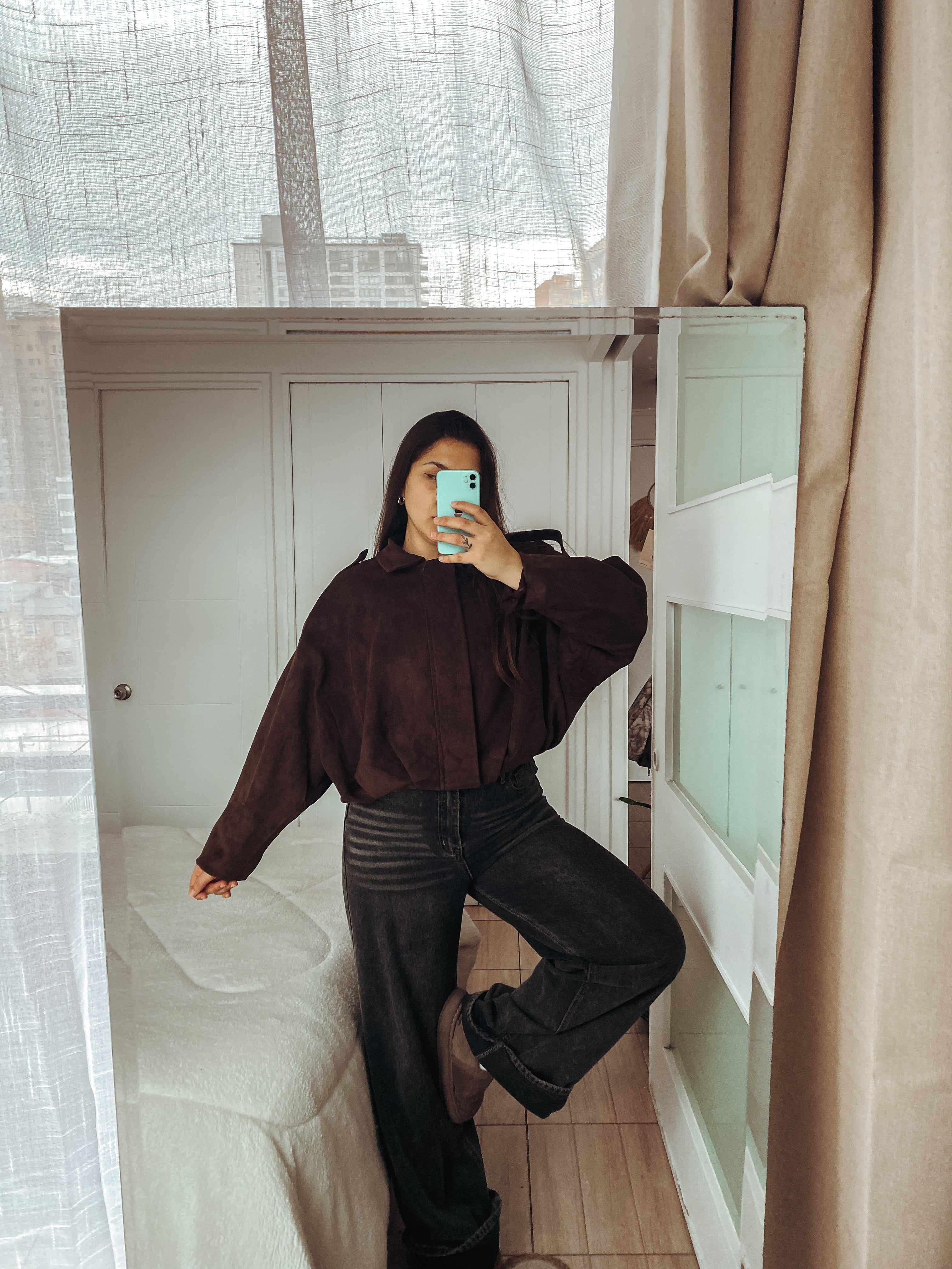 Chaqueta oversize de gamuza
