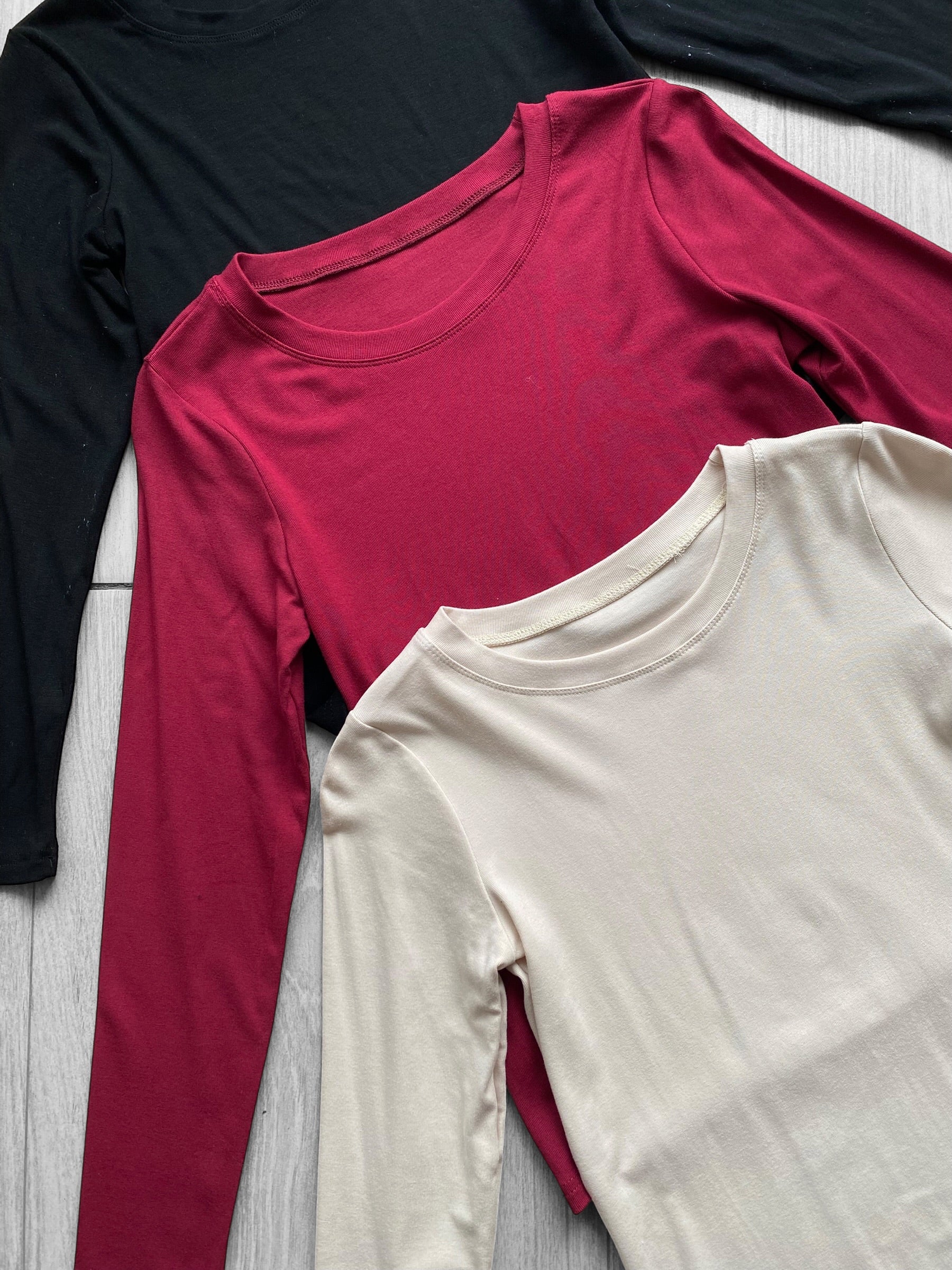 Poleras largas algodón básicas