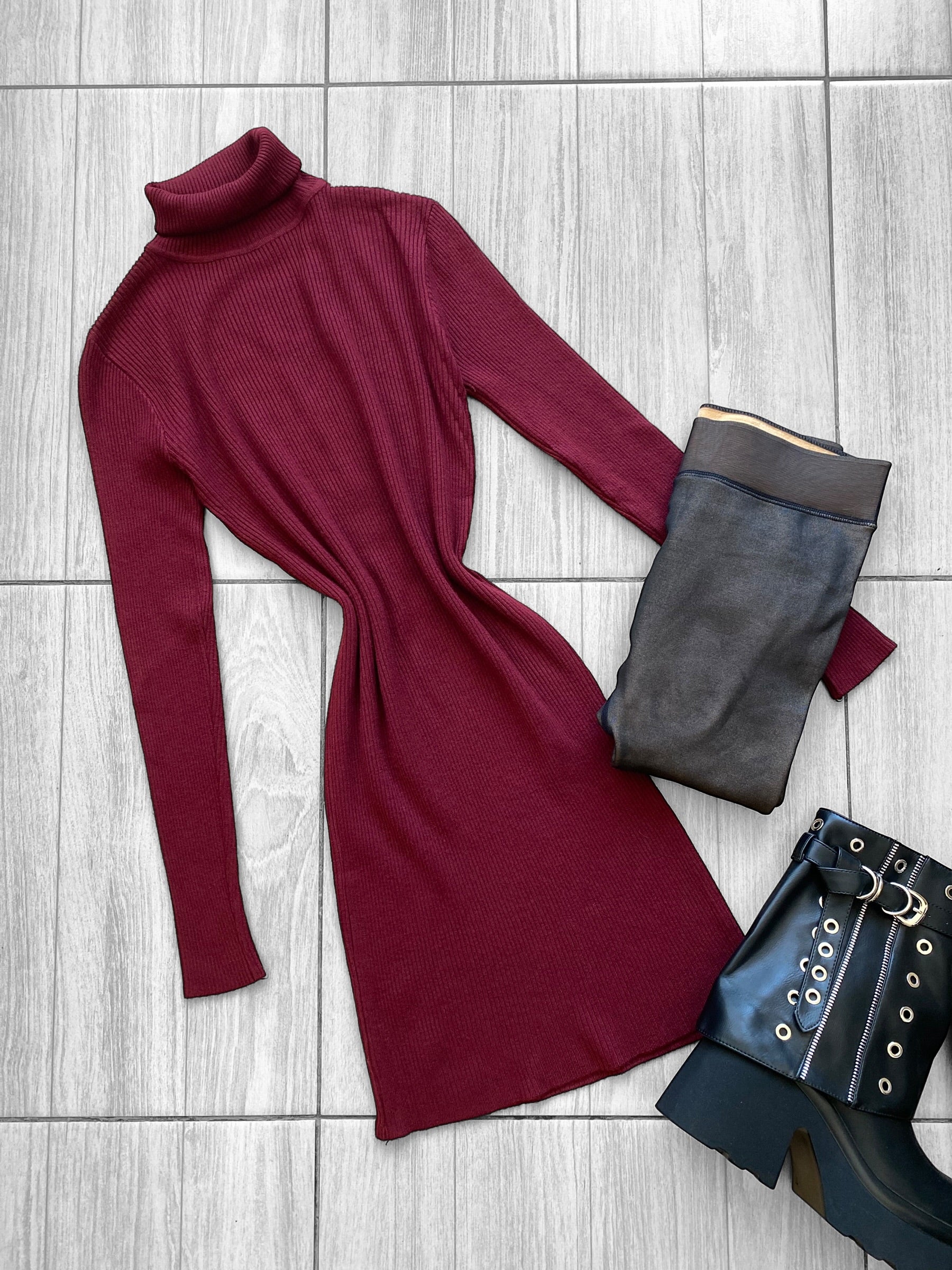 Vestido lanilla cuello alto