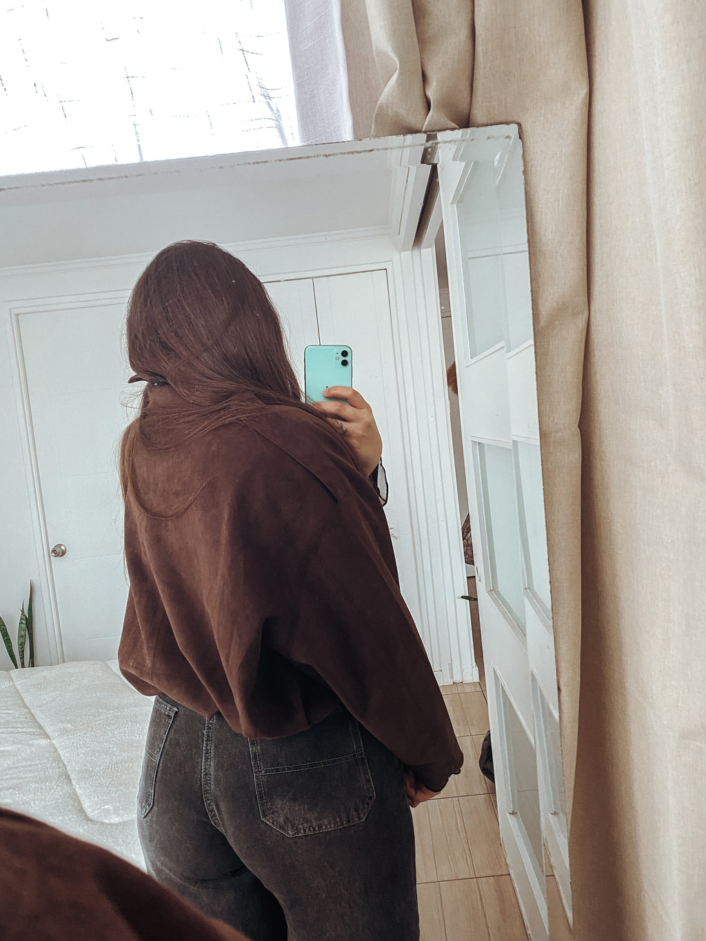 Chaqueta oversize de gamuza