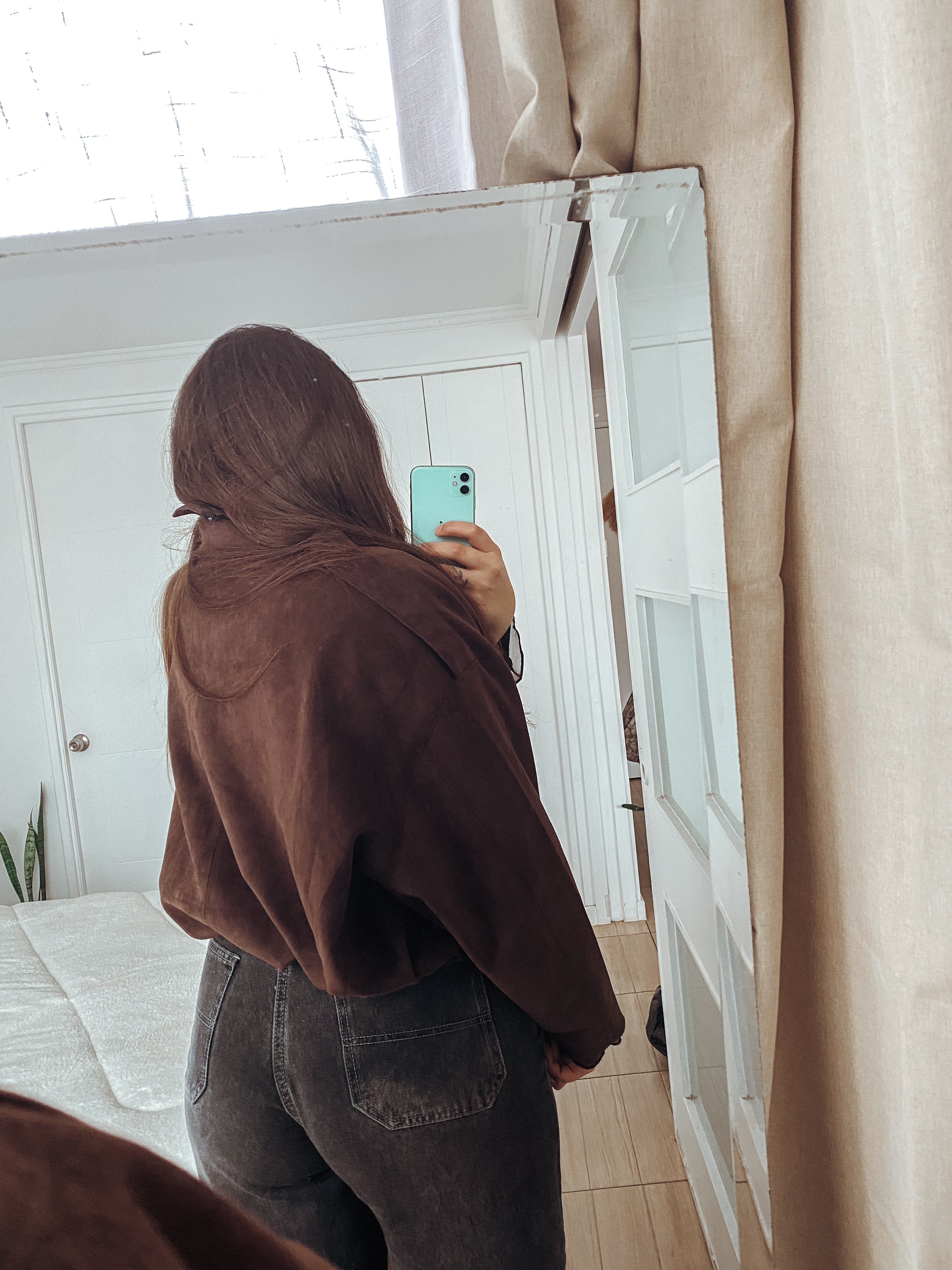 Chaqueta oversize de gamuza