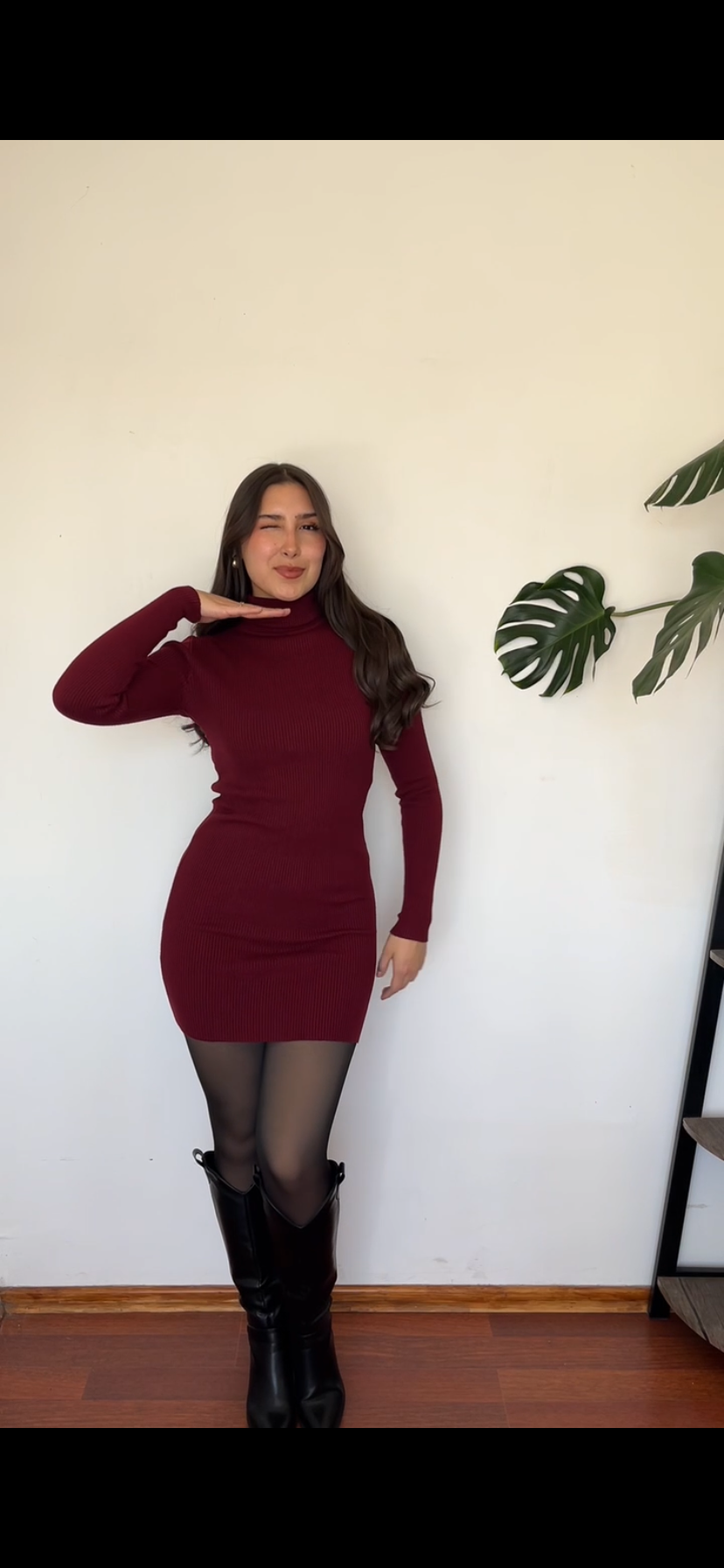 Vestido lanilla cuello alto