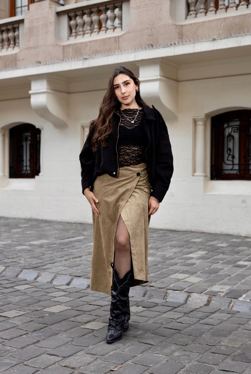Chaqueta oversize de gamuza