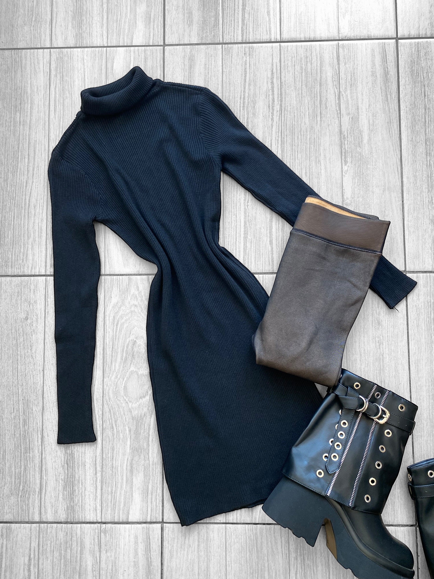 Vestido lanilla cuello alto