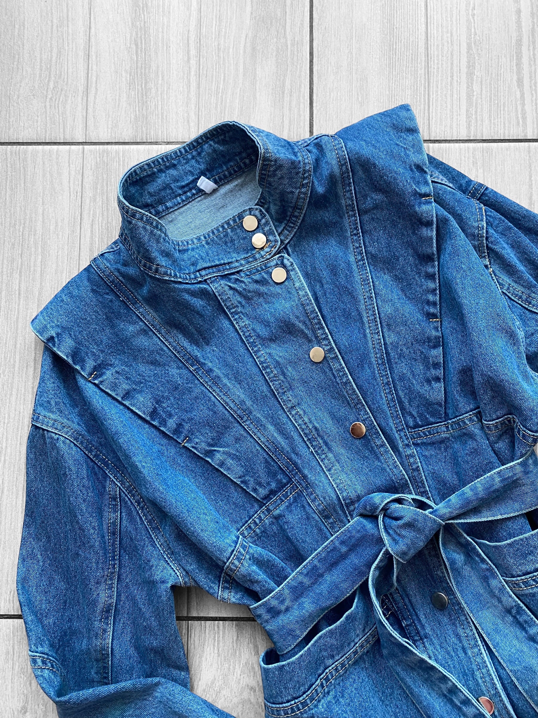 Chaqueta denim con lazo