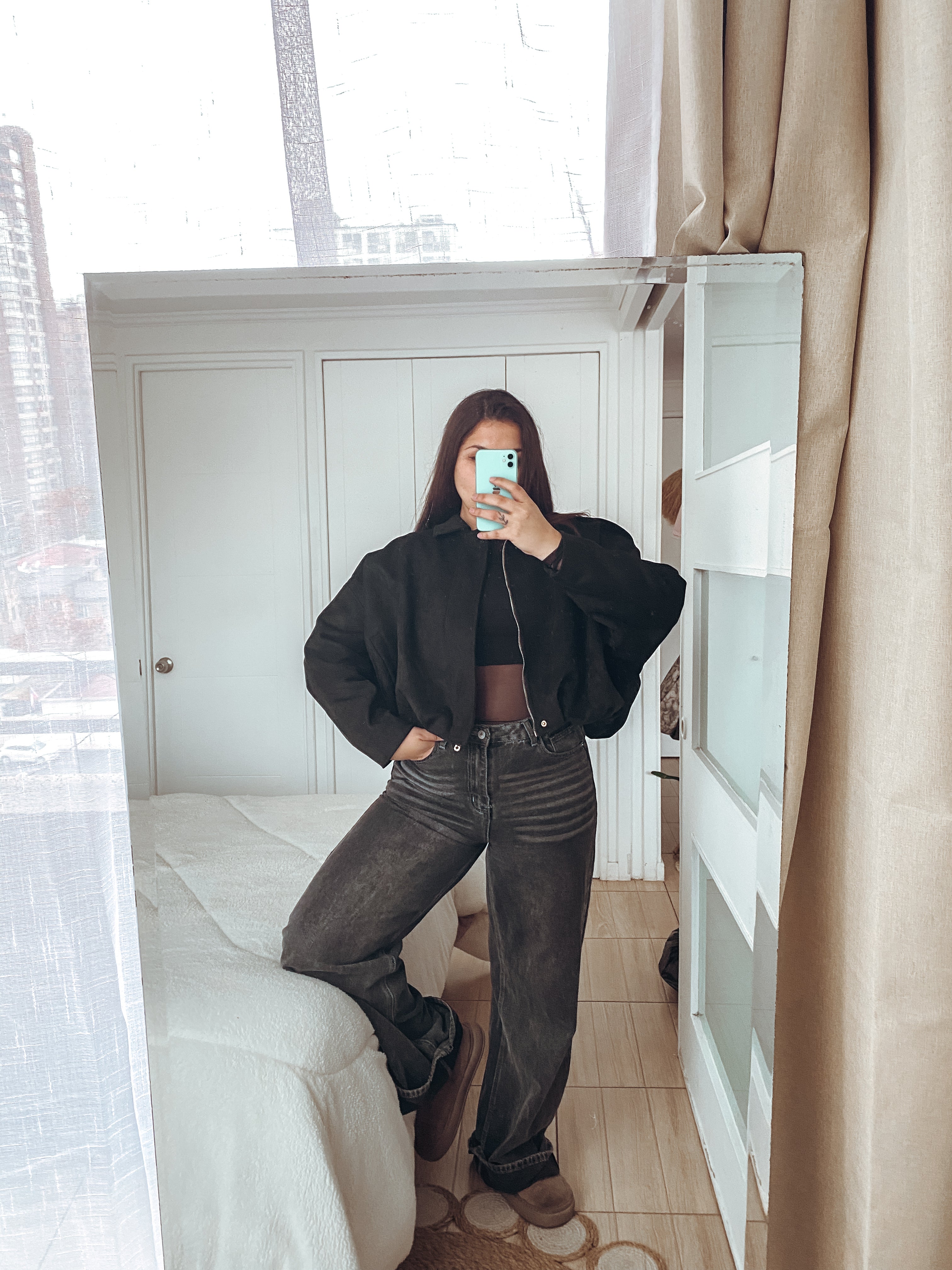 Chaqueta oversize de gamuza