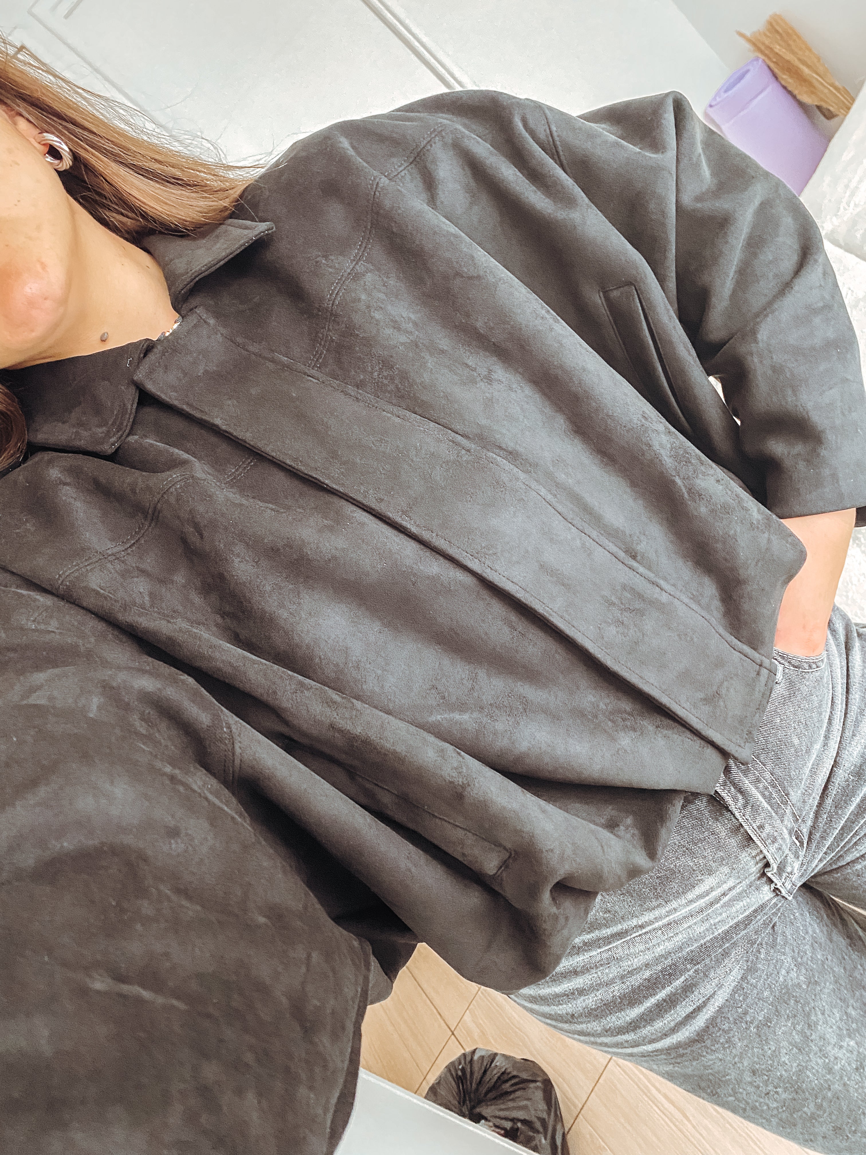 Chaqueta oversize de gamuza