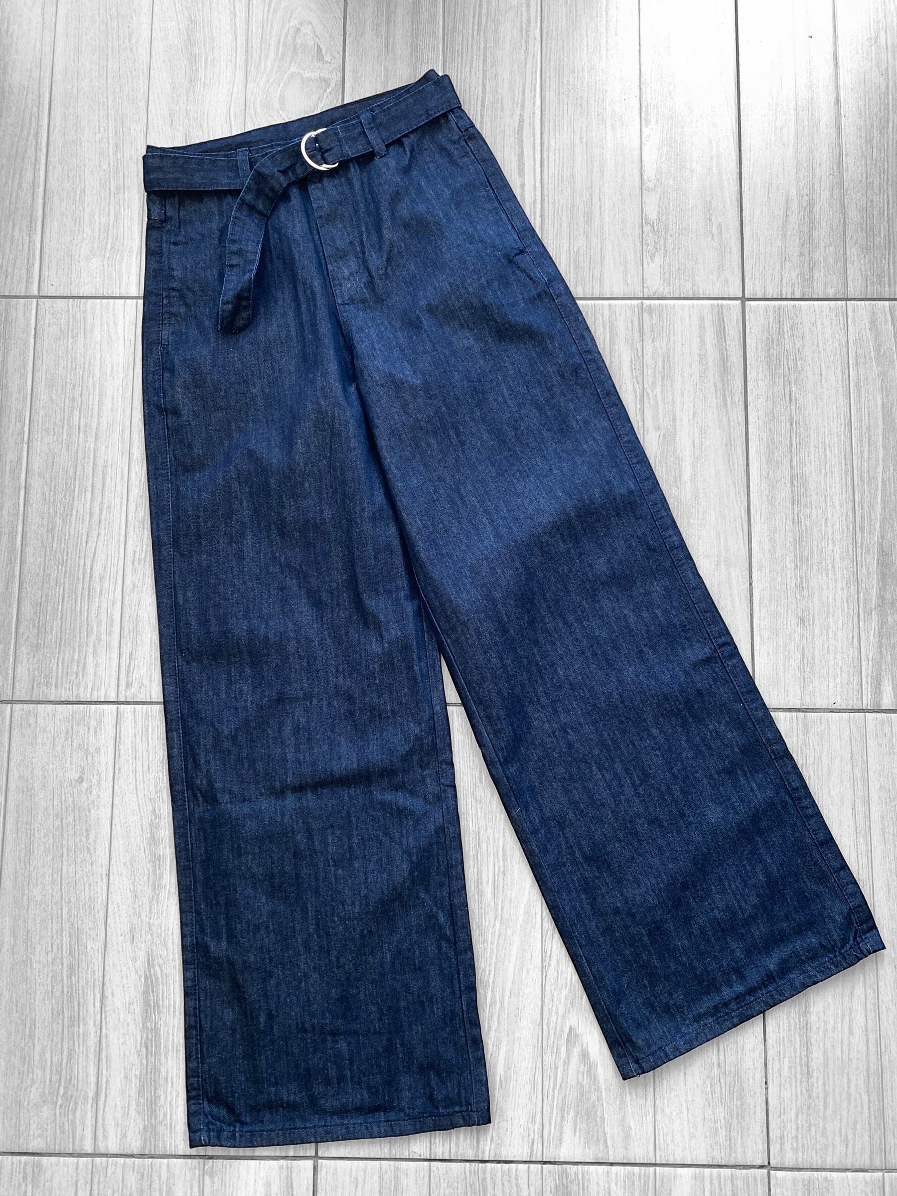 Jean Wide leg tiro alto c/cinturon rigido