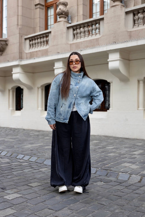 Chaqueta asimétrica denim