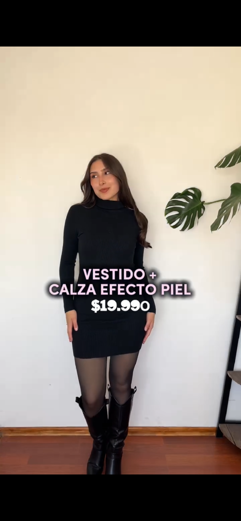 Vestido lanilla cuello alto