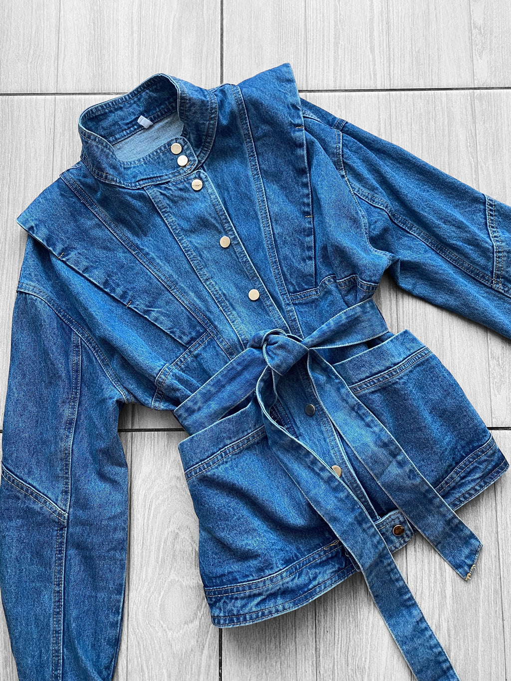 Chaqueta denim con lazo