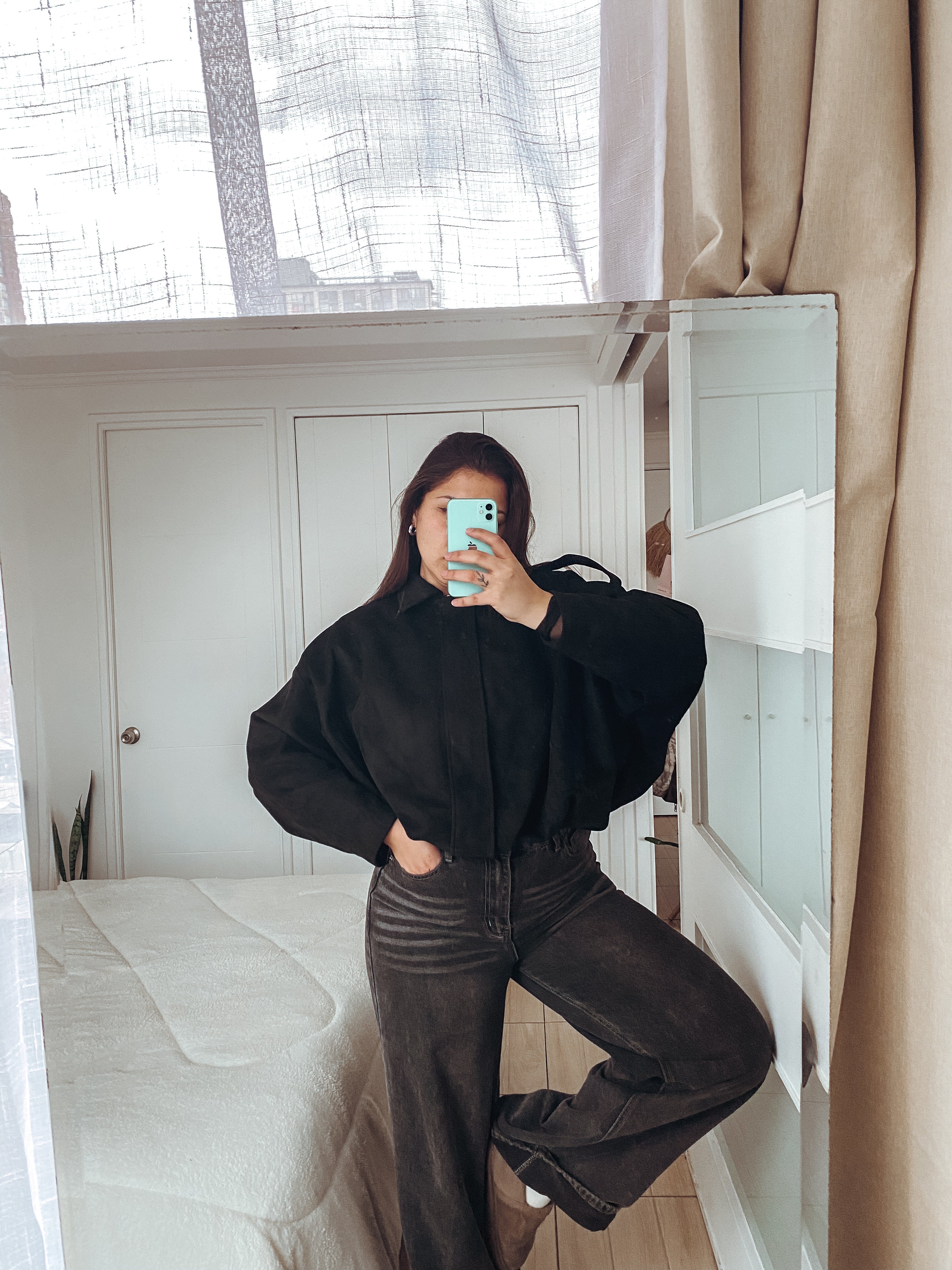 Chaqueta oversize de gamuza