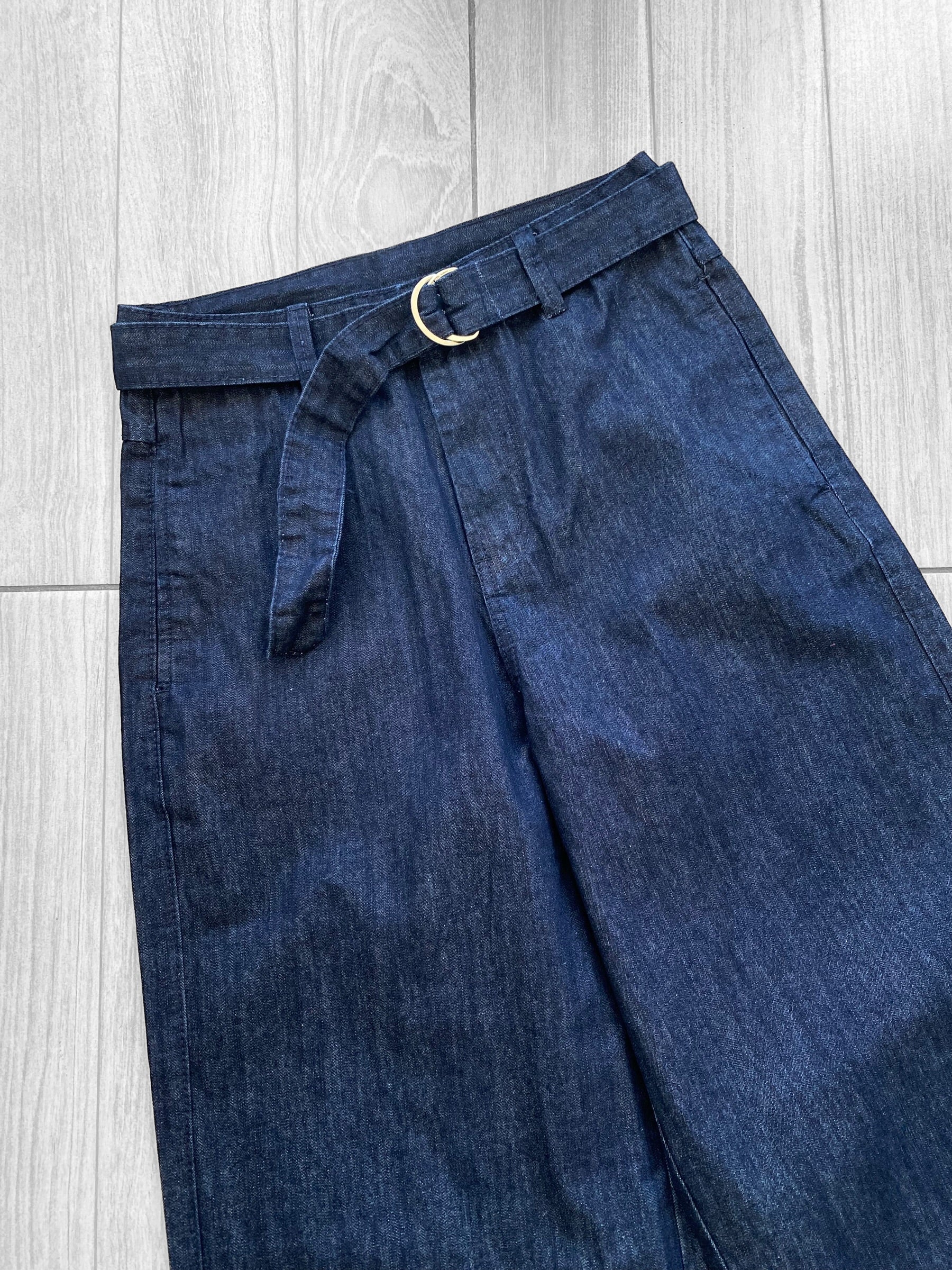 Jean Wide leg tiro alto c/cinturon rigido