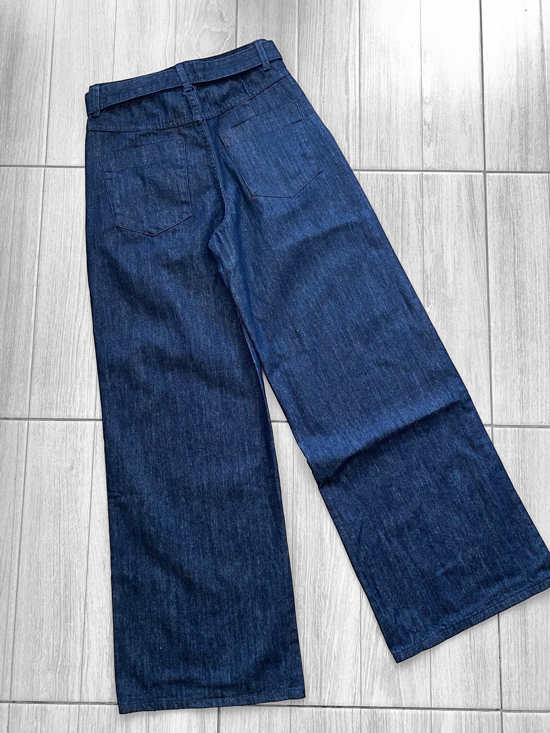 Jean Wide leg tiro alto c/cinturon rigido